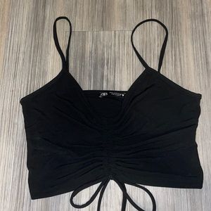 Ruched Black Tank